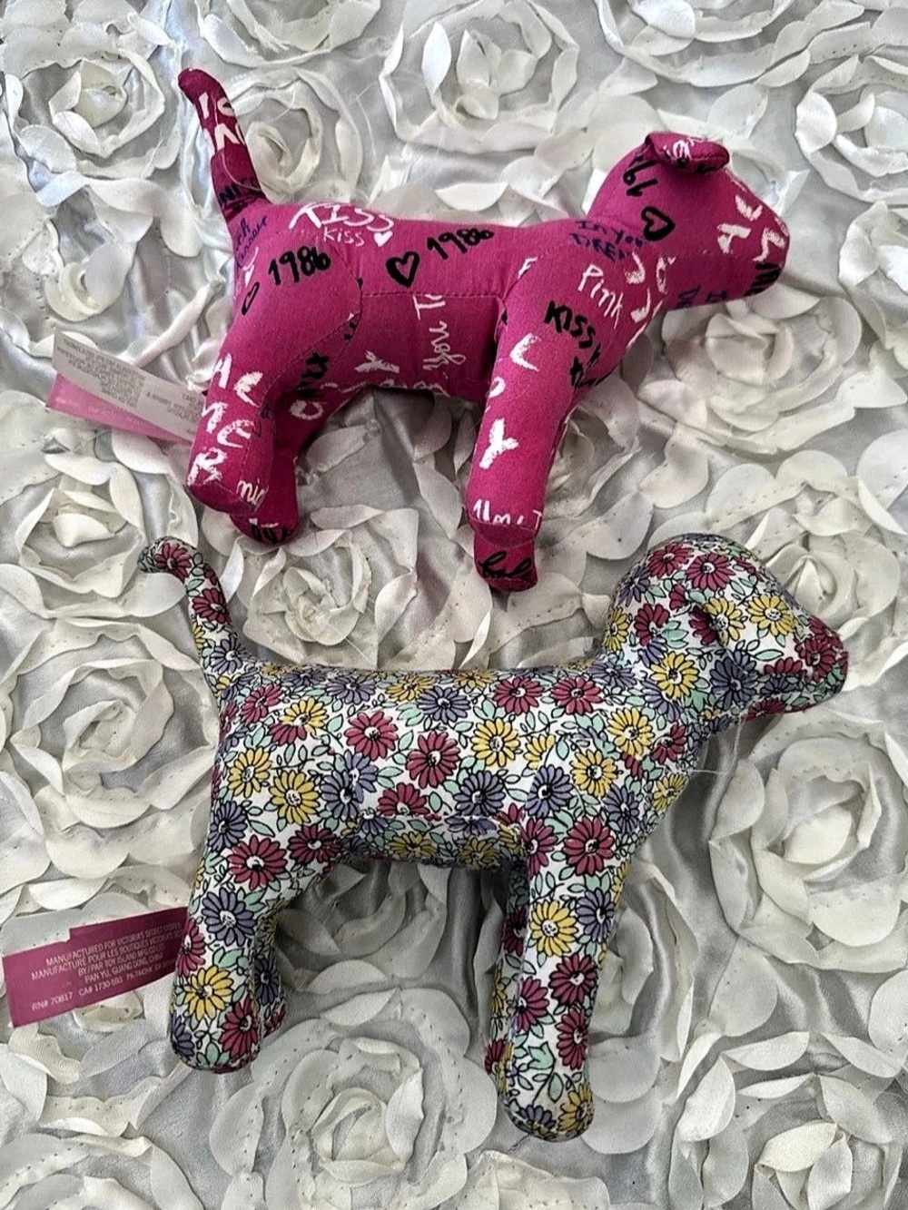 Victoria's Secret PINK Collectible Mini Plush Dog Lot (Graffiti and Floral Love)